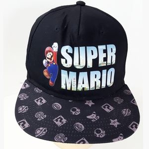 Super Mario🔥Youth Nintendo Hat Cap| Black|Adjustable|Graphics Wide Brim